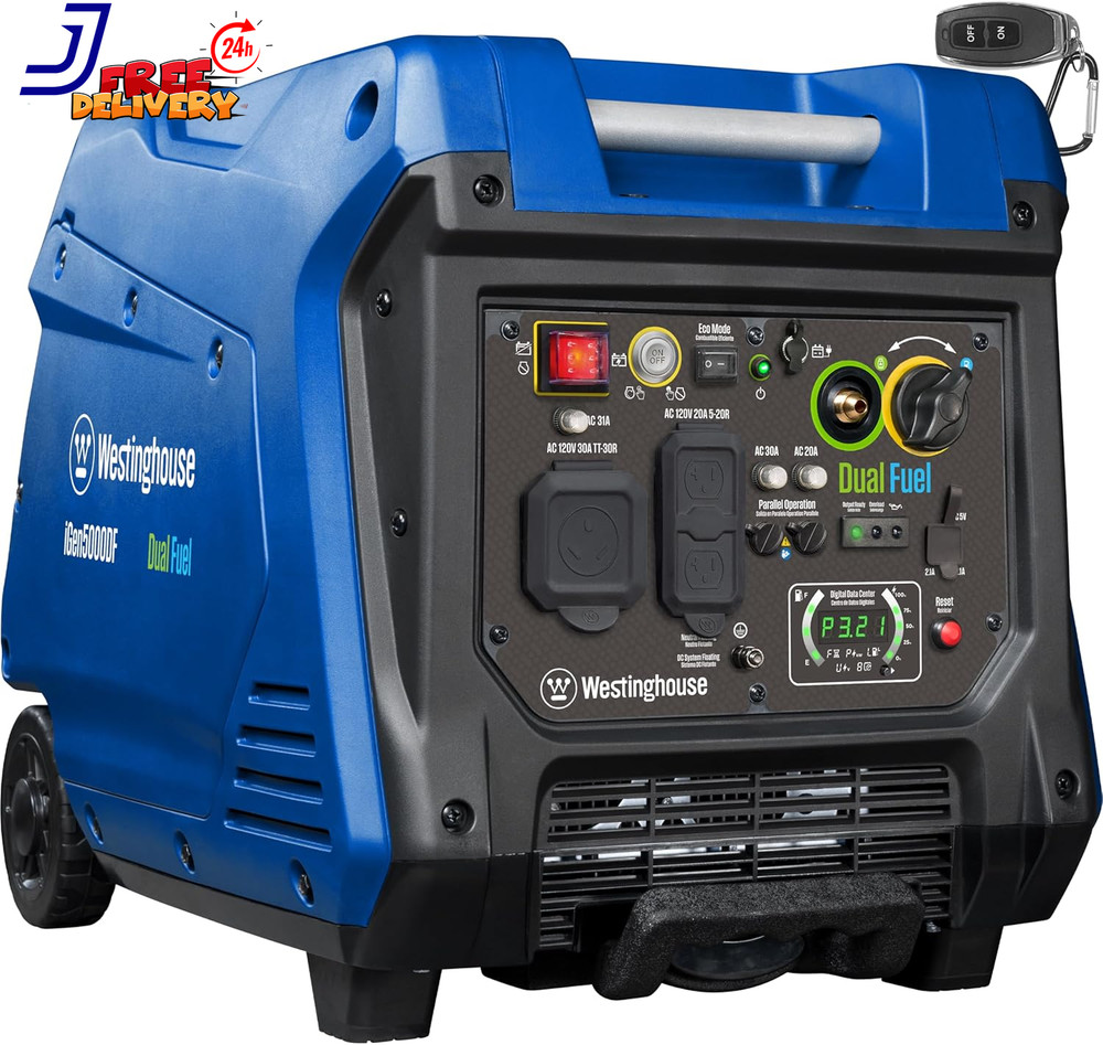 5000 Watt Dual Fuel Portable Inverter Generator Remote Electric Start
