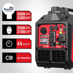3800 Watt Dual Fuel Inverter Generator, Quiet Portable Gas Propane Powered with