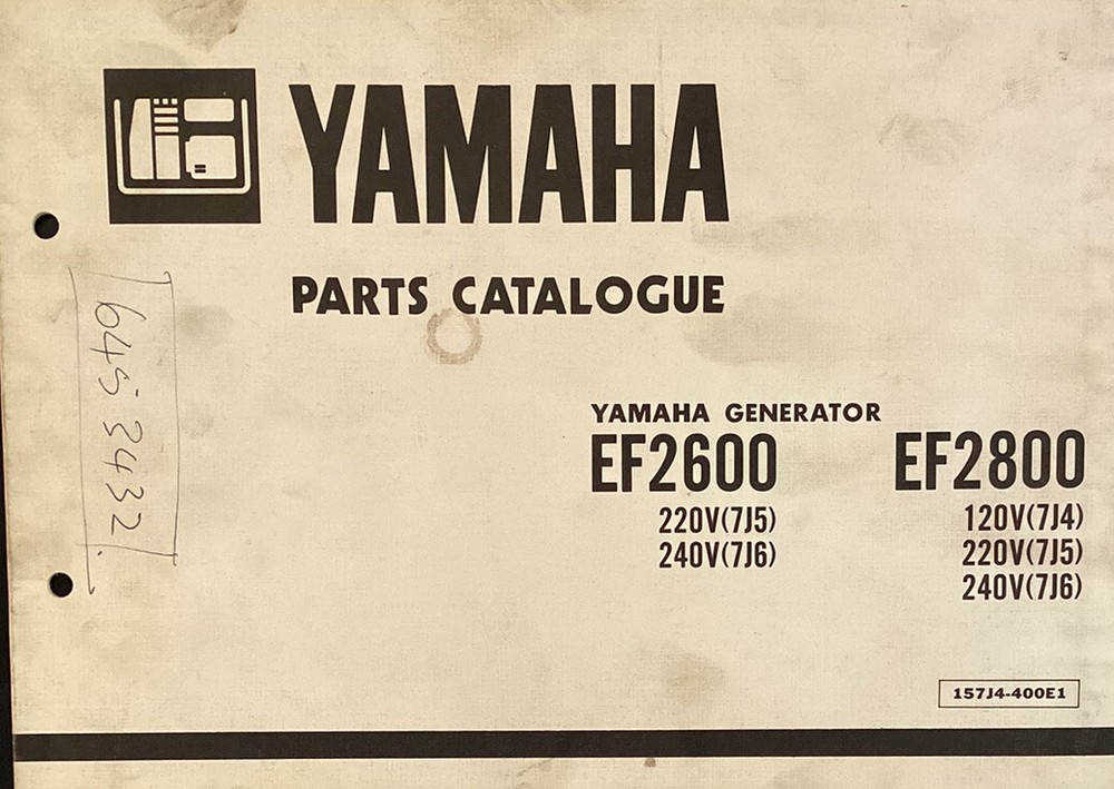 Yamaha genuine-parts book EF2600 EF2800 GENERATOR 1986