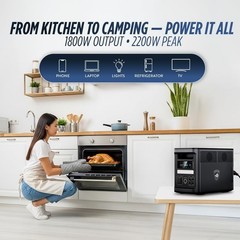 Solar Portable Generator, EP1800W 1536Wh Battery Bank, LiFePO4, UPS App-Control