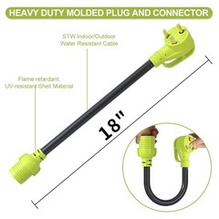 AOWEITOUR NEMA TT-30P to L14-30R RV Generator Adapter,30 Amp 3 yellow-green