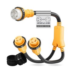MECMO 50 Amp 125/250V to x (2) 30 Amp 125V Shore Power Adapter, NEMA SS2-50P …