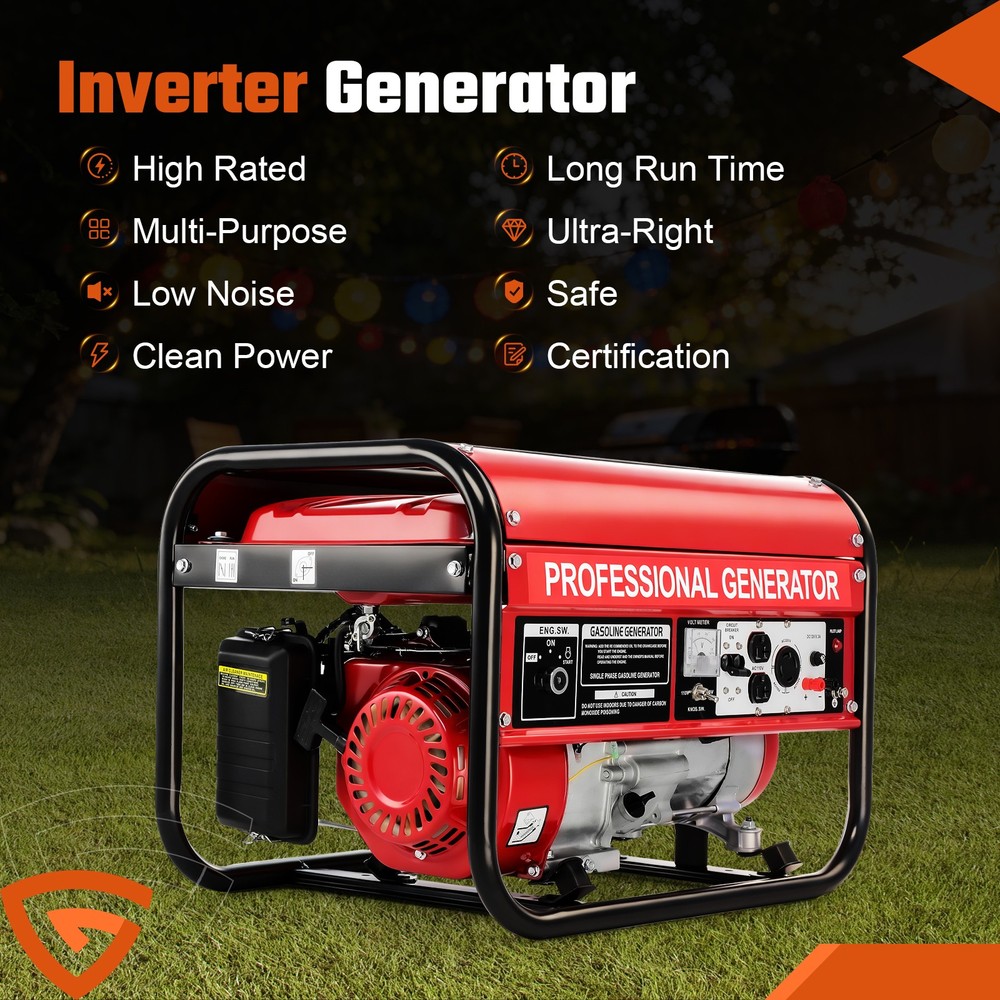 Quiet Inverter Generator 5000W Power Gas Powered 7.5HP 110V +220 V 15L Fuel Tank