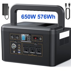 Portable Power Station 650W 576Wh Battery Camping Battery Backup Solar Generator