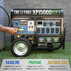 DuroMax 15,000-W Portable Hybrid Tri Fuel Gas Generator, Remote Start, CO Sensor