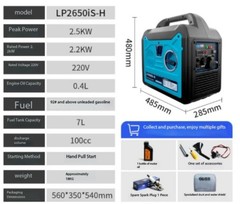220V Gas-Powered Inverter Portable Generator, Small, Electric Start,for Home Use