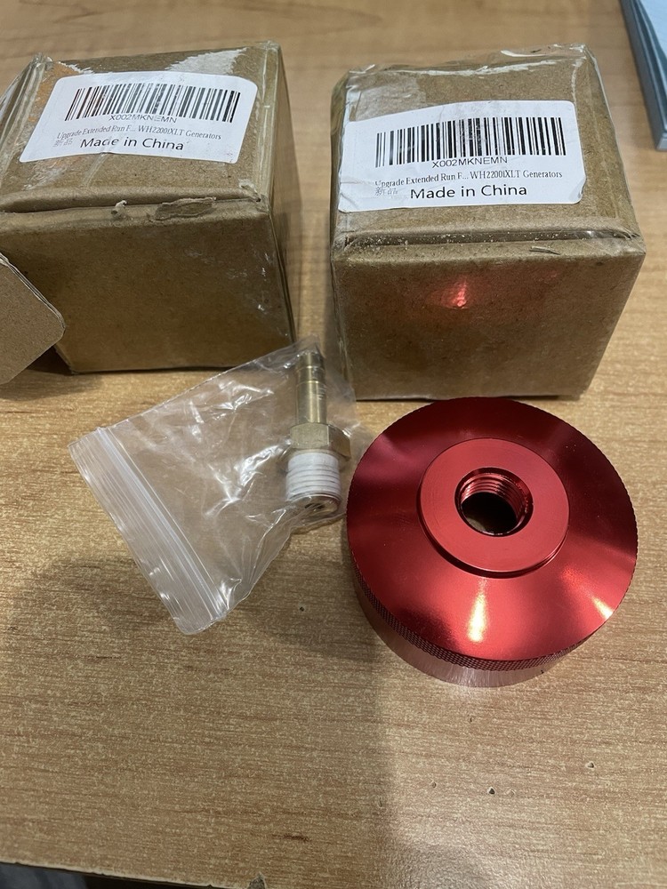 Extended Run Fuel Gas Cap Red Honda Generator EU2000i EU2200i 1/4″NPT Line X2