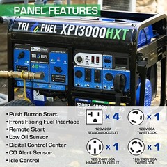 DuroMax 13,000-W Portable Hybrid Tri Fuel Generator w/ Electric Start, CO Sensor
