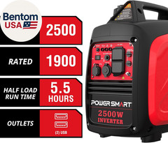 2500 Watt Portable Inverter Generator, 79.8Cc Gas Powered Engine with 5.5H Long