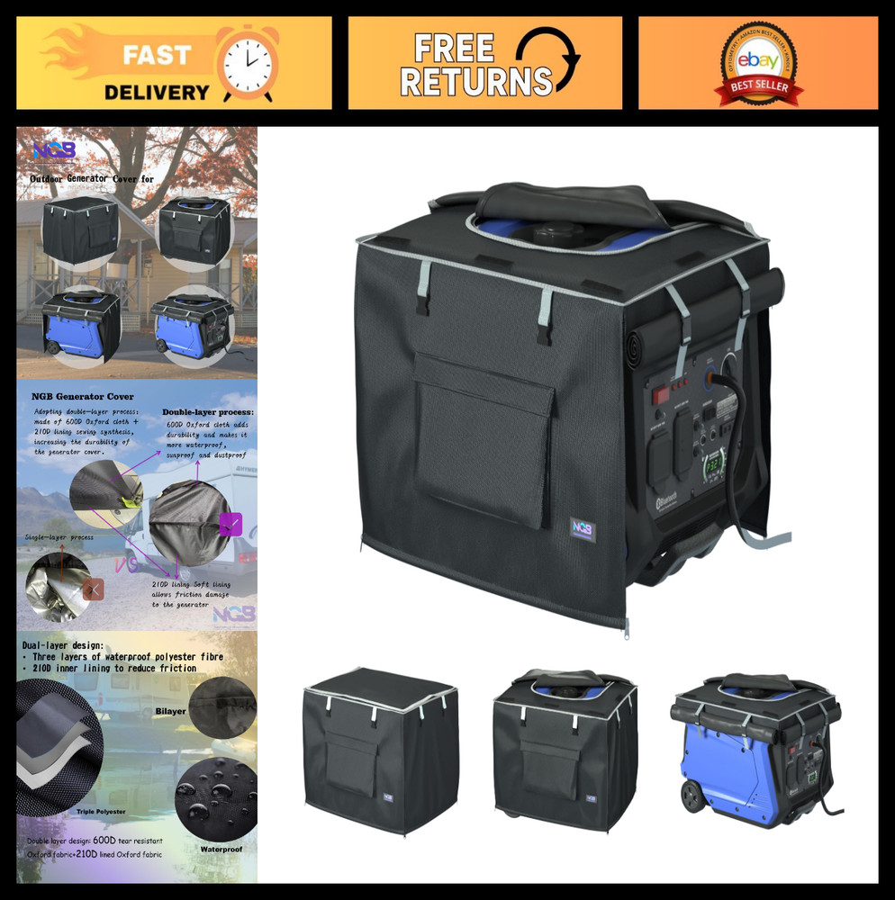 Heavy Duty Waterproof Generator Cover for Inverter Generators – 24.8″x20.2″x20.8