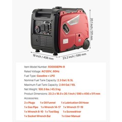 Uimoso Electric Start Dual Fuel Inverter Generator 4200W RV Ready&Power Outage