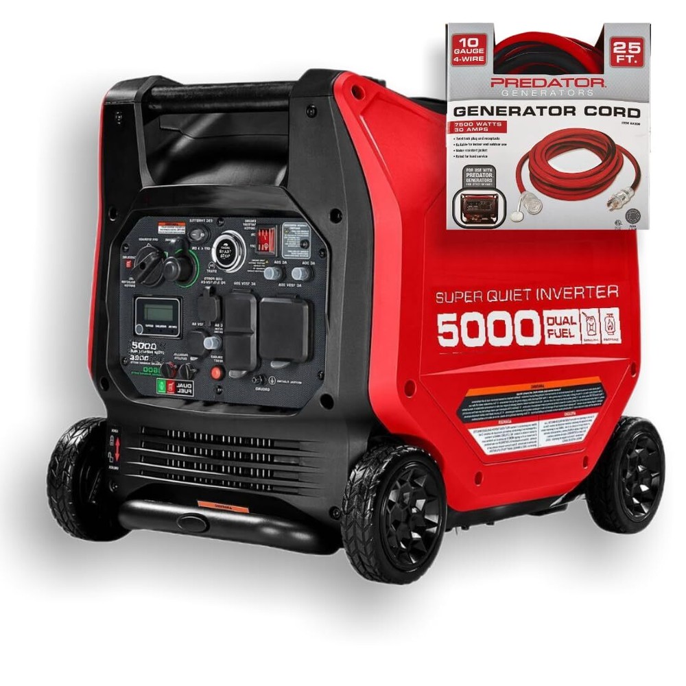 Fits PREDATOR 5000 Watt Dual-Fuel SUPER QUIET Inverter Generator + Ext. Cord