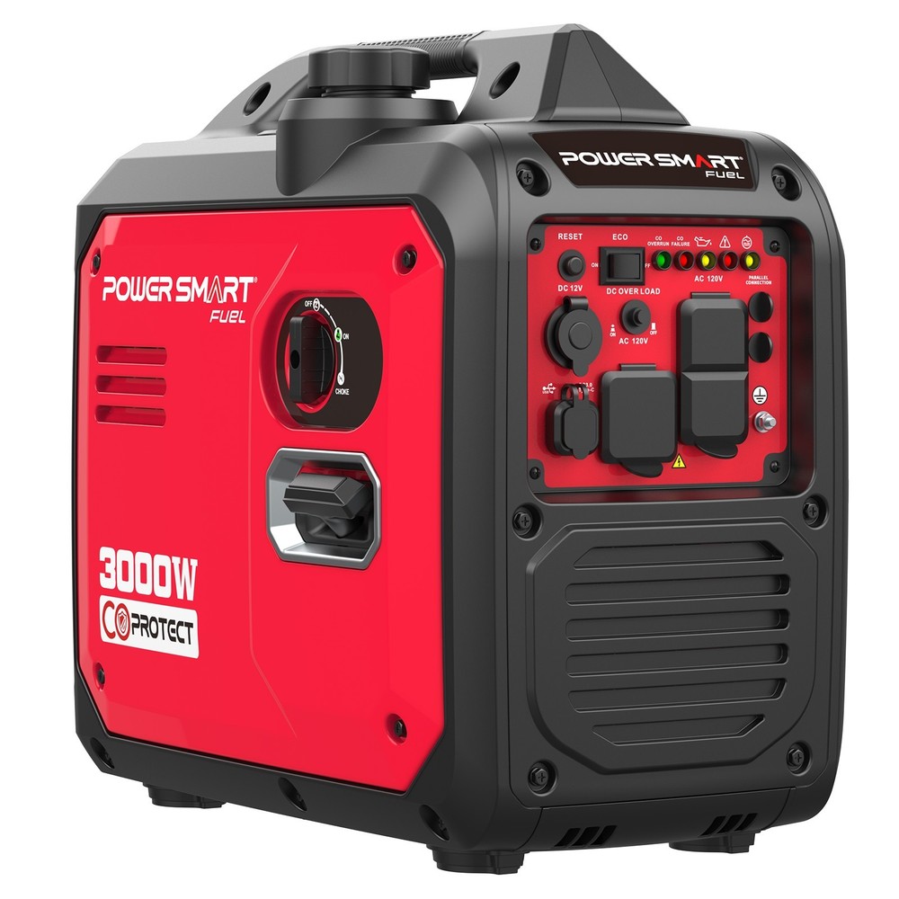 PowerSmart 3000W Gas Generator, 121.6cc, 120V Outlet, Parallel Ready, CO Detect