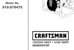 Owners Manual & Parts List Craftsman 4,750-Watt Portable Generator – 919.679470