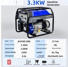 JHD3500 Gasoline Generator Set 3KW Household 220V Single-Phase Outdoor Low Fuel