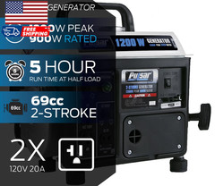 Gas Powered Generator PG1202SA 1200 Peak Watt 900 Running Watt Portable 2-Cycle
