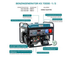 KS7000E-1/3 Generator VTS Gasoline AVR Emergency Power Supply 5.5KW 400V