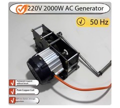 AC 220V 2000W 50Hz Hand-Crank Generator for Home Use with Neodymium Magnet