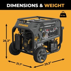 FIRMAN T07573 9400/7500W Tri Fuel Electric Start Portable Generator 50A