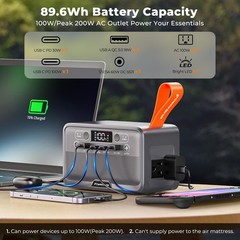 Portable Power Station, PowerUrus 28,000mAh Solar Bank, LiFePO4…