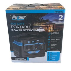 Pulsar 500 Watt Portable Power Station PPS500 Wall Or Solar Compatible Charging