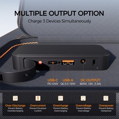 Flashfish T200 Solar Generator LiFePO4 300W 153.6Wh With Solar Panel 60W 18V US