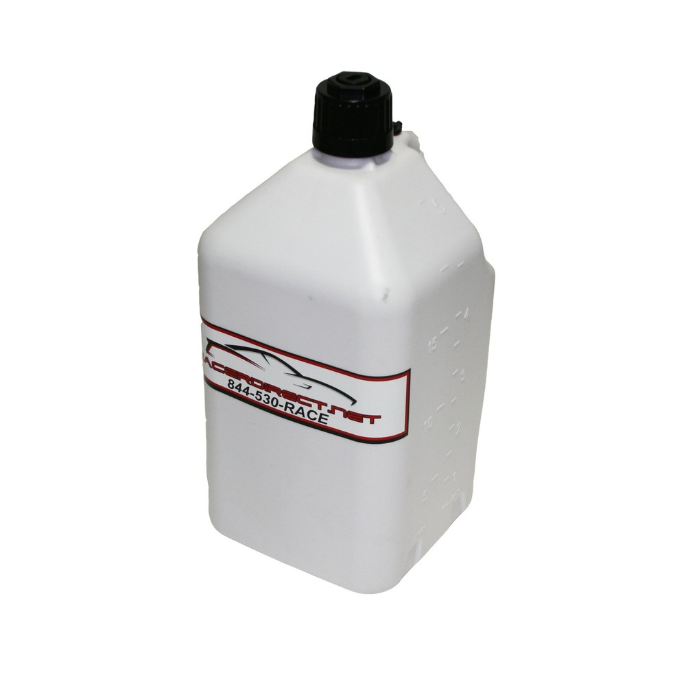 DISASTER WATER FUEL STORAGE 5 GALLON UTILITY FUEL DUMP JUG WITH FILL HOSE WHITE