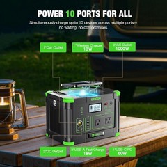 EBL Portable Power Station 1000W Solar Generator 999Wh Fast Charging Backup Batt