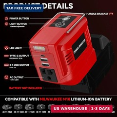 200W Power Inverter for Milwaukee, DC 20V to AC 110V Inverter, Portable