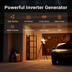 Inverter Portable Generator Gas Powered Quiet Generator 2500W with CO Sensor