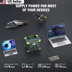 GRECELL Portable Power Station 300W, 288Wh Lithium Battery, 60W Fast Green