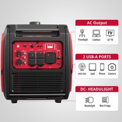 PowerSmart 4800W Gas Inverter Generator, Electric Start, 10H Run, 120V, CO Alarm