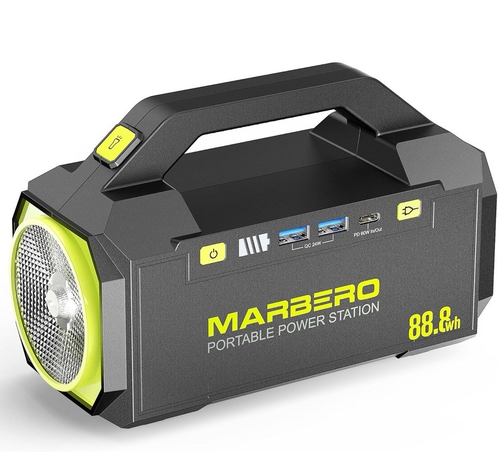 MARBERO PL60 Portable Power Station 88.8Wh w/ AC Outlet, Power Bank, Flashlight