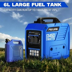 Portable Inverter Generator 3450W Gas-Powered 14H Run Quiet EPA Blue