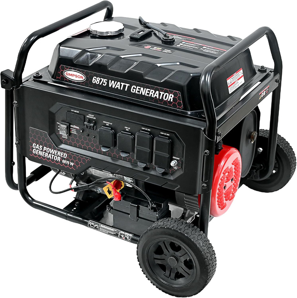 6875 Watt Portable Gas Generator with CO Sensor, Quiet & Mobile