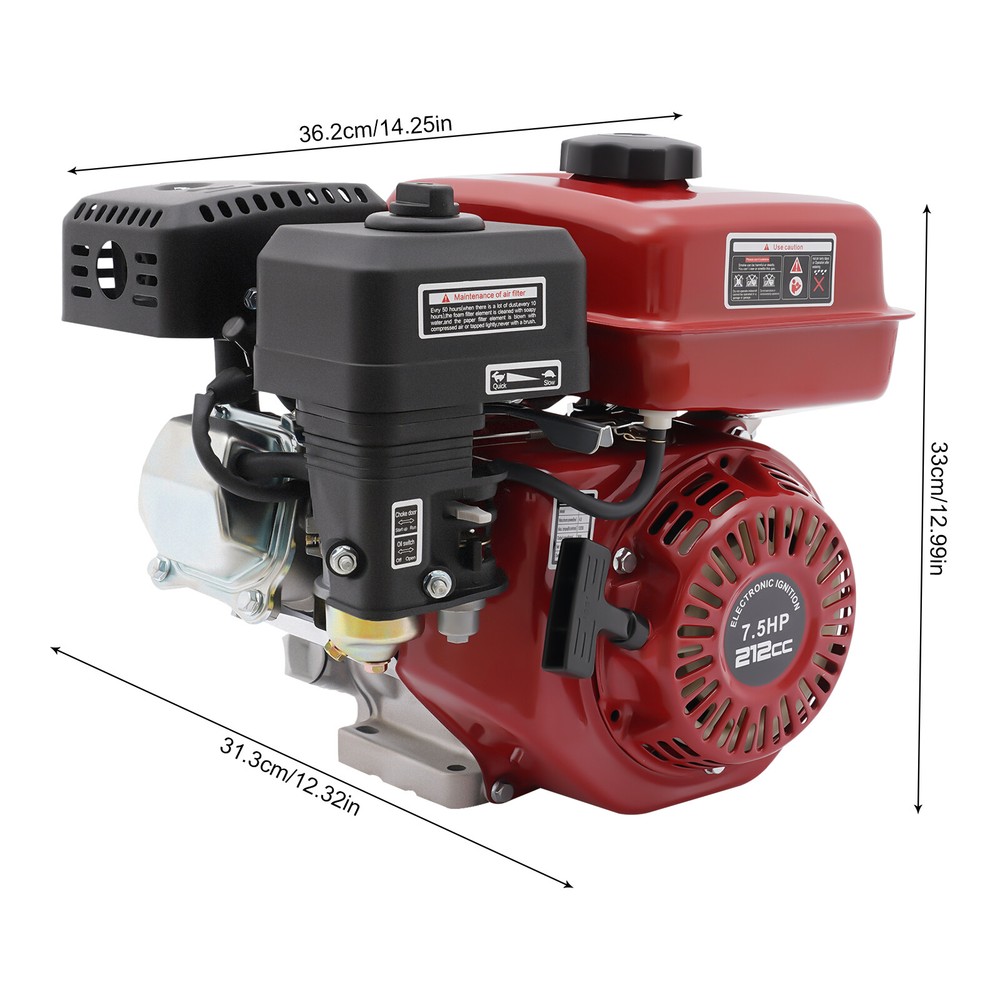US 7.5HP Motor 4 Stroke Gas Powered Portable Engine 212cc Air Cooling Pull Start
