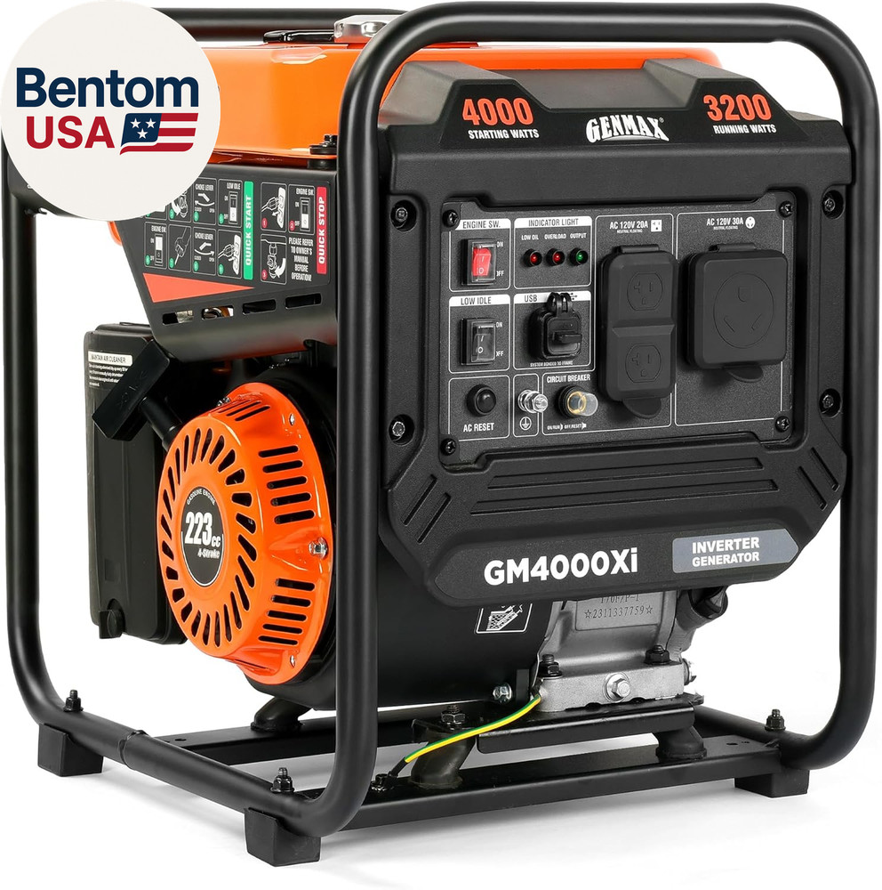 4000W Portable Open Frame Inverter Generator, 223Cc Engine, with 30A RV Outlet,