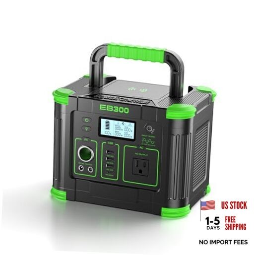330W Portable Power Station, 288.6Wh Solar Generator with 60W USB-C PD Green