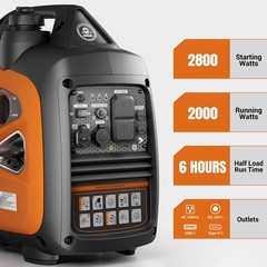 2500W Portable Gasoline Inverter Generator Eco Quiet For Outdoor Camping RV