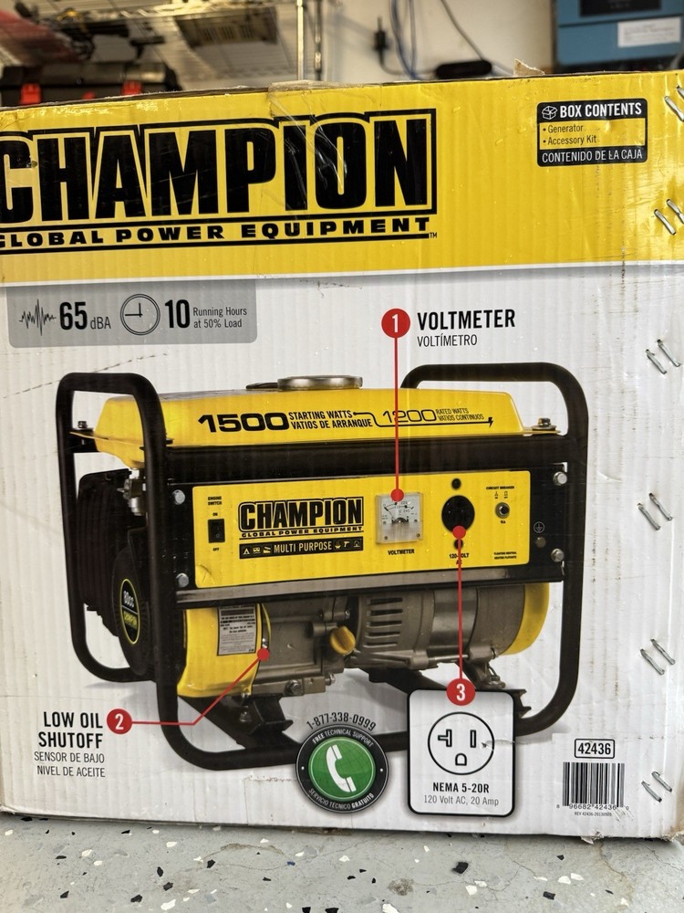 Champion Power Equipment 1200/1500 Watt Portable Gas-Powered Generator 42436