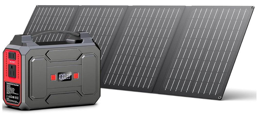 Generador solar portátil 146Wh con panel 40W y salida AC para camping hogar