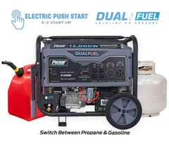 Pulsar 12000 Watt Portable Dual Fuel Propane/Gas Generator Electric Start G12KBN