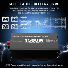 1500W Sump Pump Battery Backup Inverter Charger 12V 1 Pack