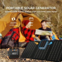120W Portable Power Station Generator with 30W Solar Panel for Outdoor Camping