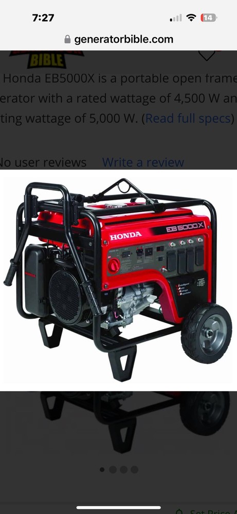 Honda eb5000x generator Red, Industrial Grade, Low Hours and well maintained