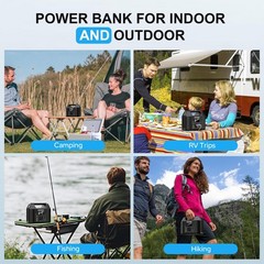 SinKeu Portable Power Station 122.8Wh, LiFePO4 Battery Solar 150W, Black