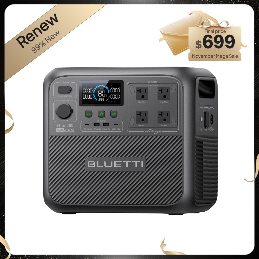 BLUETTI Elite 200 V2 2600W 2073Wh Power Station LFP for Camping / Off-Grid