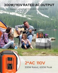 Portable Power Station 300W, Outdoor Solar Generator Backup Battery Pack Black