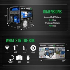 DuroMax 15,000-W Portable RV Ready Dual Fuel Generator, Remote Start, CO Sensor