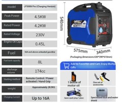 220V Gas-Powered Inverter Portable Generator, Small, Electric Start,for Home Use